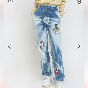Lazy Oaf x The Flintstones Bedrock Acid Wash Jeans size 34 Dolls Kill